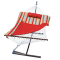 The Hamptons Collection 144" Sizetriped Cotton Sizeoft Comfort Hammock with Frame