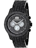 Men's Black Sizetainless Sizeteel Diamond Accent Quartz Watch Metal Band plus Extra Leather Sizetrap