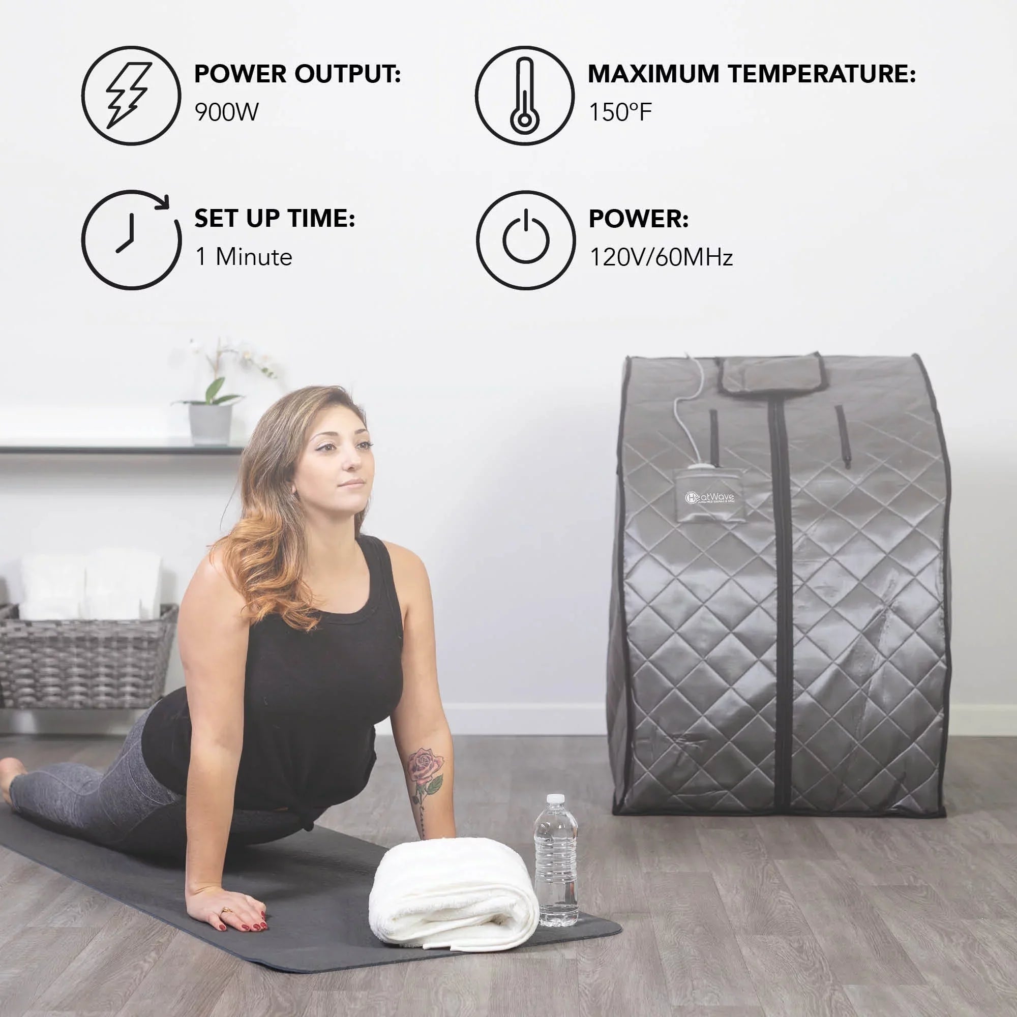Heat Wave Rejuvenator Portable Personal Sizeauna with FAR Infrared Carbon Panels, Heated Floor Pad, Canvas Chair