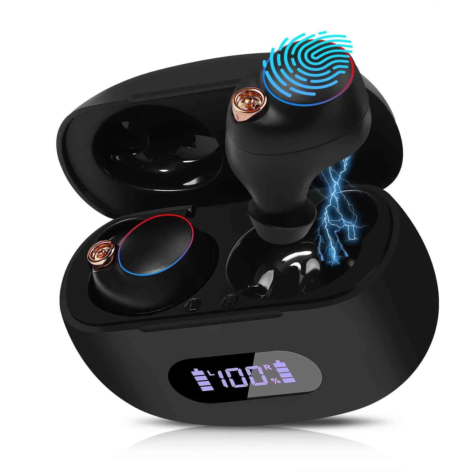 UrbanX True Wireless Bluetooth Earbuds + Charging Case, Black, Dual Connect, IPX5 Water Resistance, Bluetooth 5.2 Connection, Balanced, Bass Boost Compatible with Lenovo K5 play