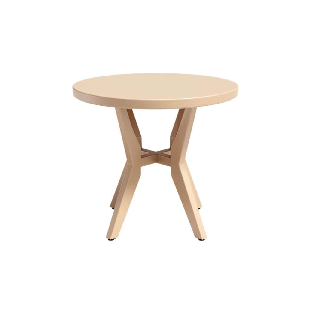Modern Round Beige Table with Unique X-Shaped Base