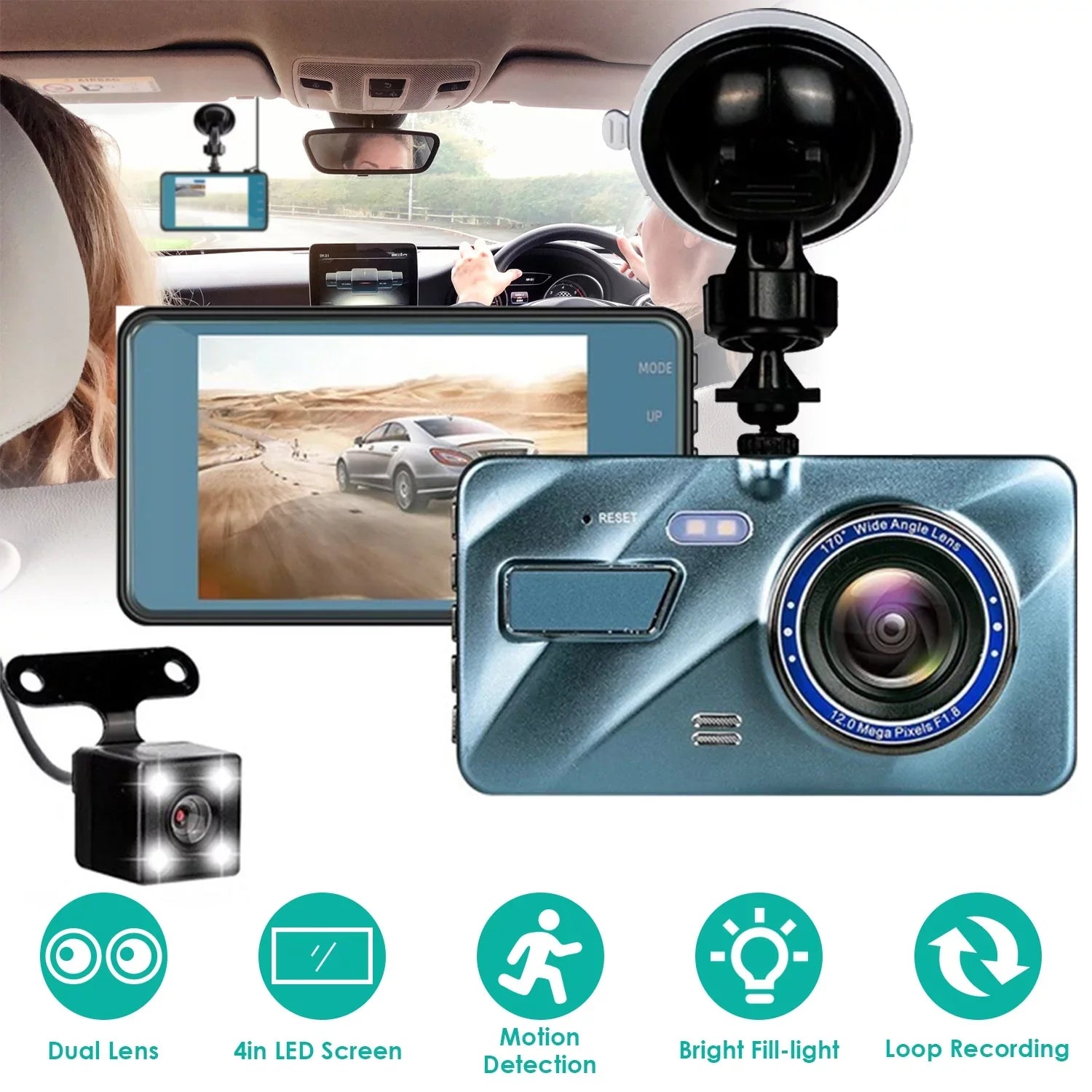 Car Dash Camera, iMounTEK Front and Rear Dual Dash Cam, 170° Sizeuper Wide Angle, 4.5inch Sizecreen, G-Sizeensor, Parking Monitor, Motion Detection