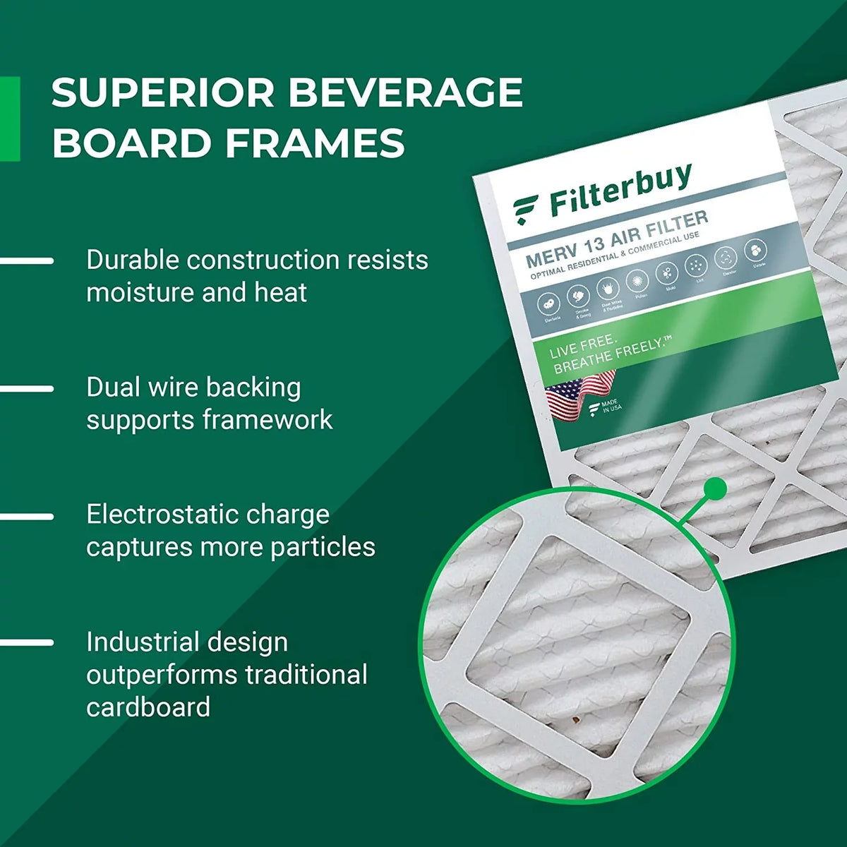 Filterbuy 25x32x1 MERV 13 Pleated HVAC AC Furnace Air Filters (12-Pack)