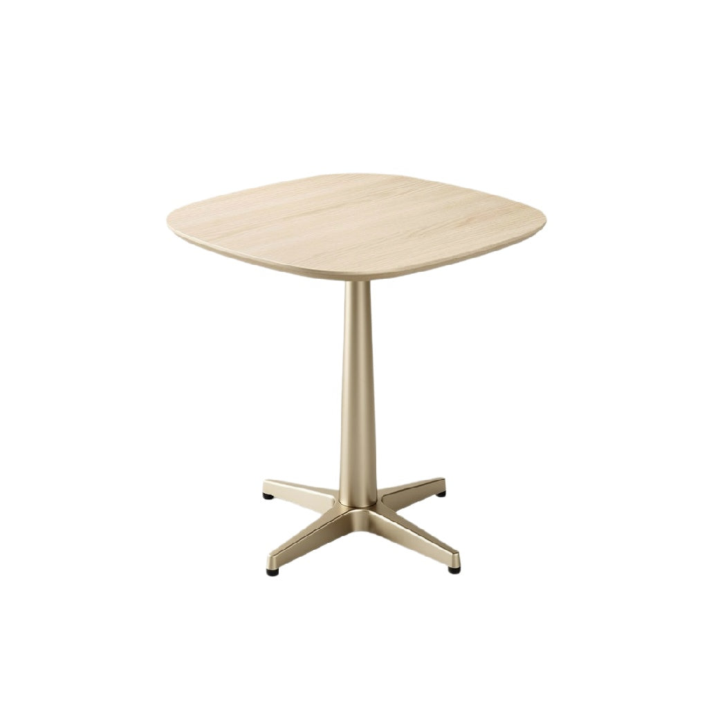 Modern Round Wooden Dining Table with Metal Base