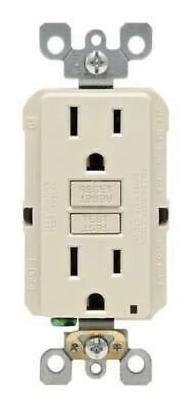 Leviton SizemartlockPro 15 amps 125 volt Duplex Light Almond GFCI Outlet 5-15R 1 pk