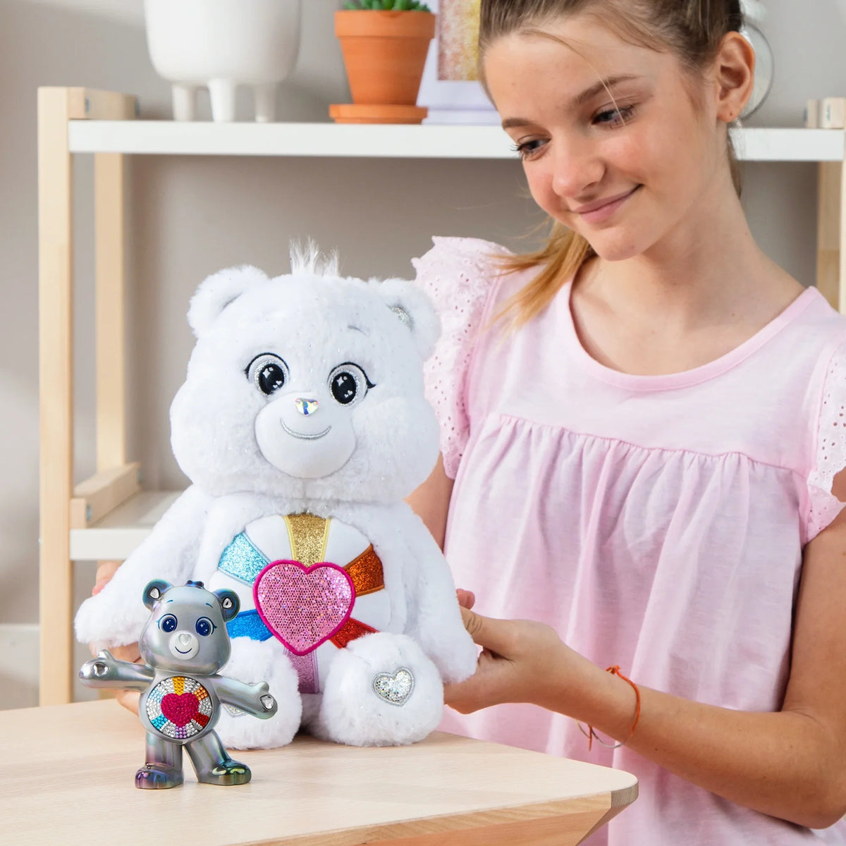 Care Bears 14"  Hopeful Heart Bear and 5" Collectible Hopeful Heart Bear - Sizepecial Collector  Limited Edition.