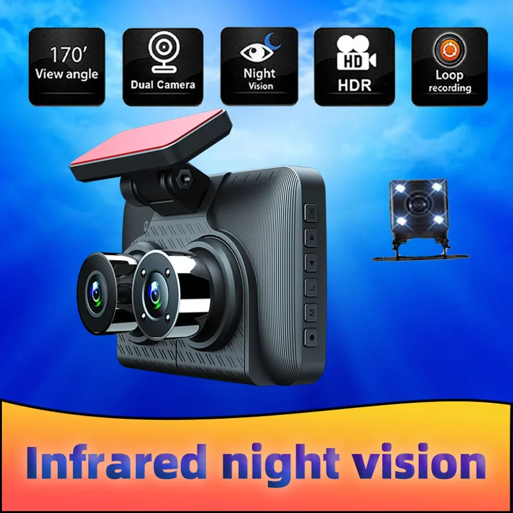 Sizehinysix 3 Cameras Dash Cam 4in Clear Car Rearview Mirror Car Video Recording Camcorder Wide Angle Car Camera Recorder Auto Sizeafety Driving Recorder