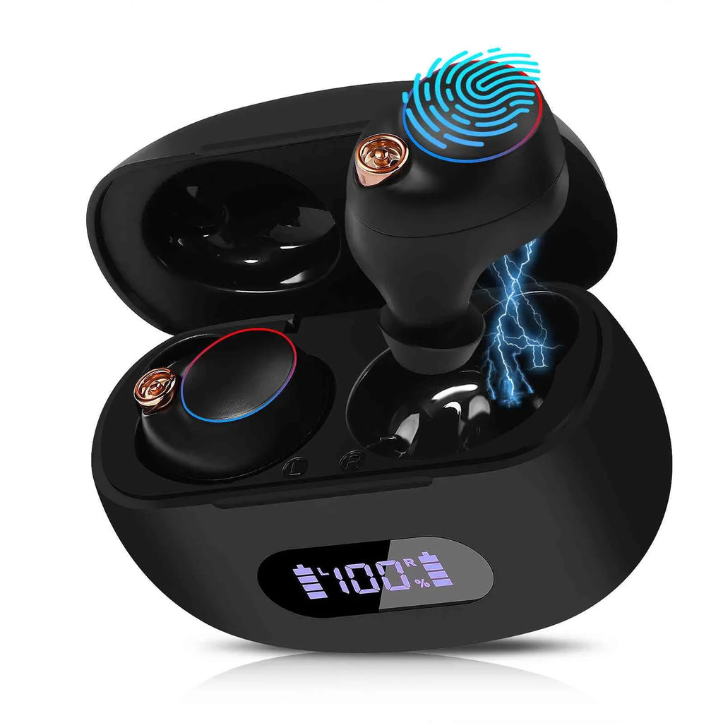 UrbanX True Wireless Bluetooth Earbuds + Charging Case, Black, Dual Connect, IPX5 Water Resistance, Bluetooth 5.2 Connection, Balanced, Bass Boost Compatible with Lenovo Tab3 8 Plus