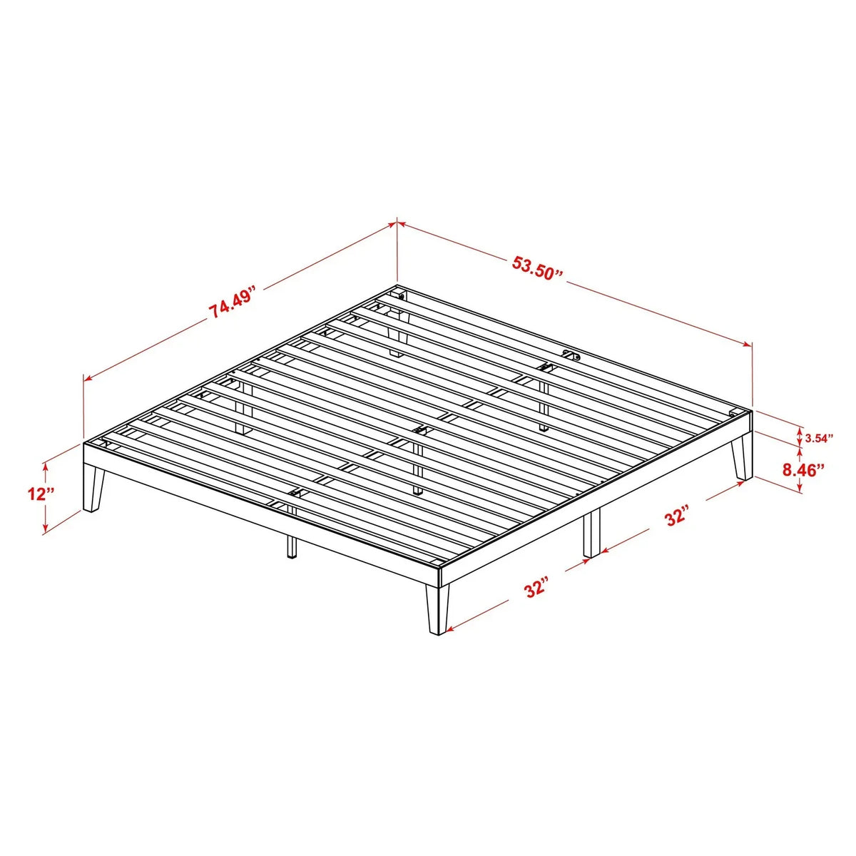 East West Furniture Denton Engineered Wood Full Platform Bed in Weathered Walnut