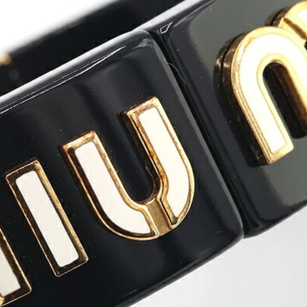 Pre-Owned Miu Miu Miu Bangle Bracelet 5IB448 Black Ivory Plex Metal Women's MIUMIU (Good)