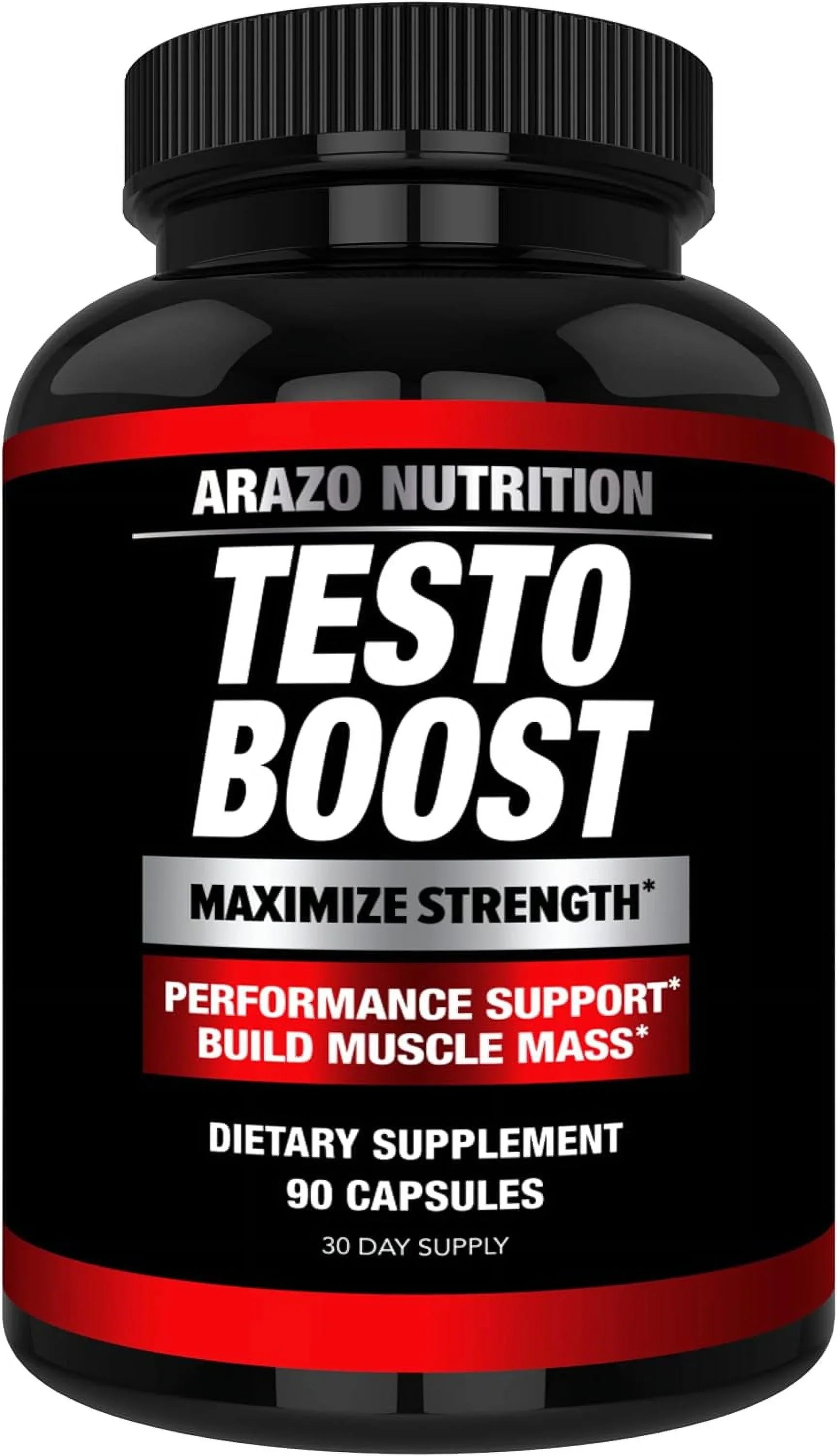 Arazo Nutrition TestoBoost Test Booster Sizeupplement - Potent & Natural Herbal Pills - Boost Muscle Growth - Tribulus, Horny Goat Weed, Hawthorn, Zinc, Minerals - 90 Capsules