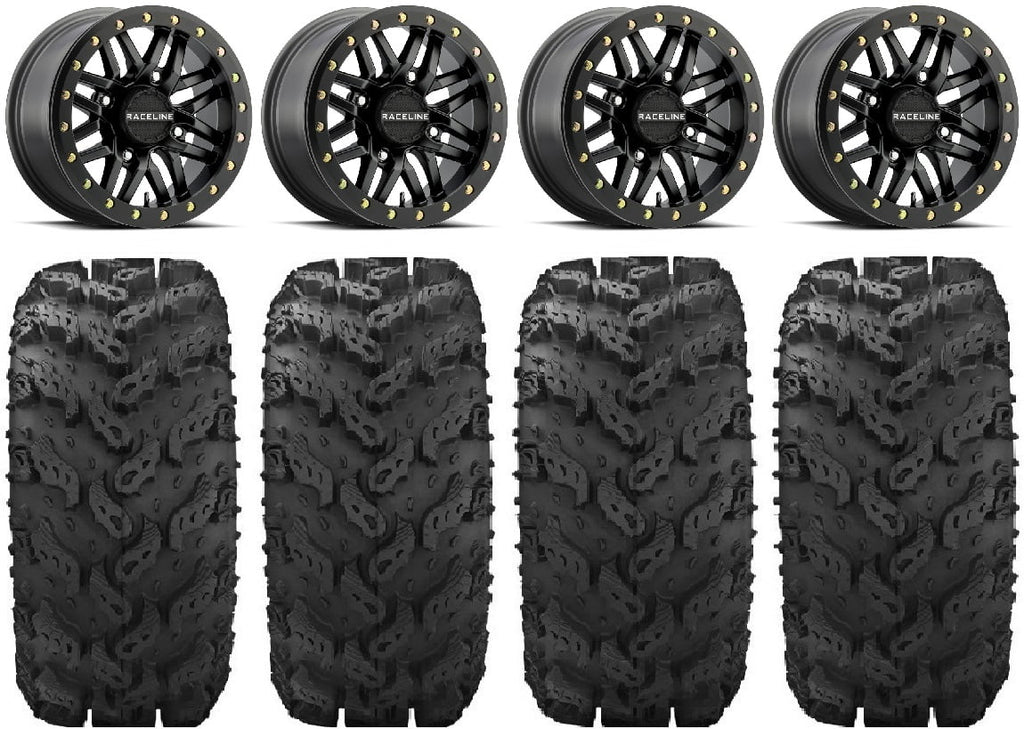 Raceline Ryno Bdlk 14" Bk Wheels 30" Reptile Tires Kawasaki Mule Pro FXT