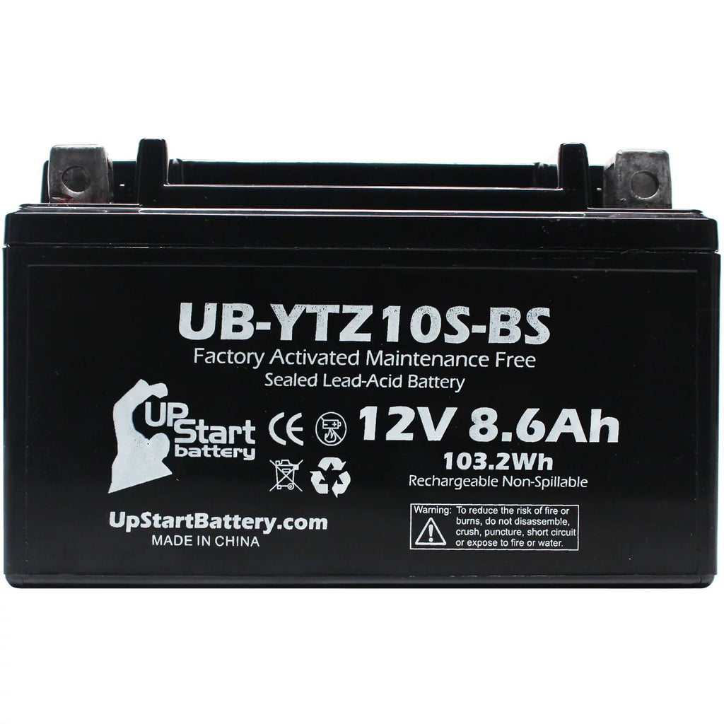 UpSizetart Battery Replacement 2011 Yamaha YZF-R1 1000CC Factory Activated, Maintenance Free, Motorcycle Battery - 12V, 8.6Ah, UB-YTZ10Size-BSize