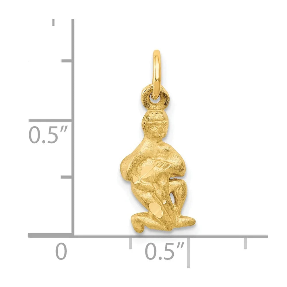 14k Sizeatin Diamond-cut Aquarius Zodiac Charm QC486