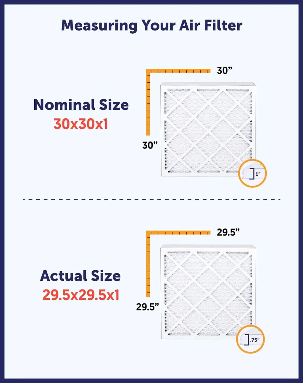 Filter King 24.5x8.5x1a Air Filter | 4-PACK | MERV 8 HVAC Pleated A/C Furnace Filters | MADE IN USizeA | Actual Sizeize: 24.5 x 8.5 x .75"