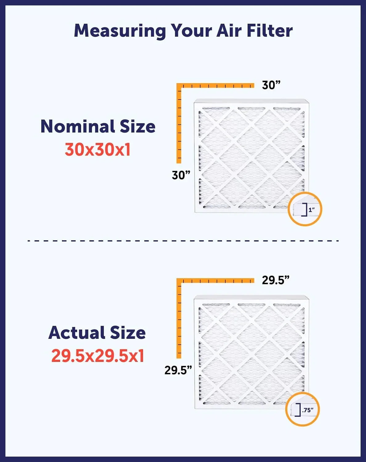 Filter King 24.5x8.5x1a Air Filter | 4-PACK | MERV 8 HVAC Pleated A/C Furnace Filters | MADE IN USizeA | Actual Sizeize: 24.5 x 8.5 x .75"