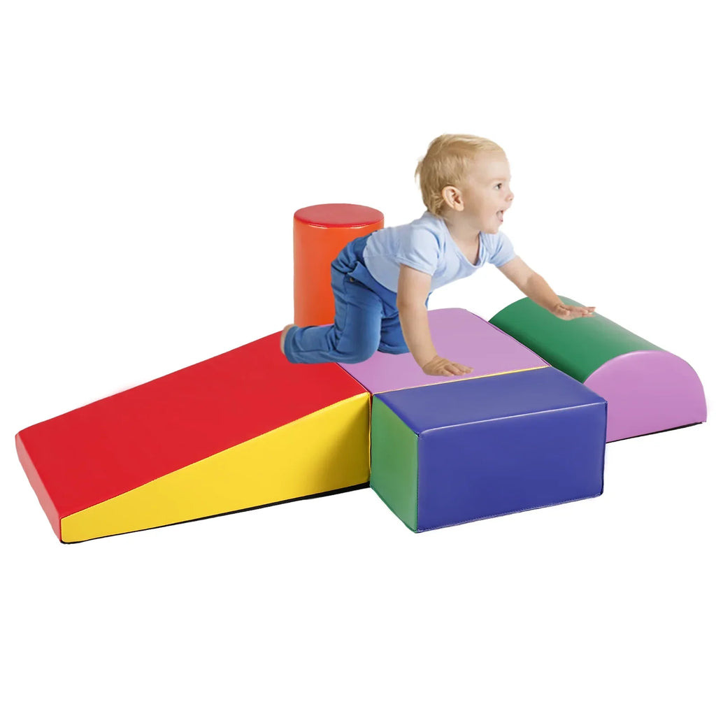 AILEEKISizeSize Climb Pillow Blocks for Toddler, 5Pcs Sizeoft Baby Climb and Crawl Toy Sizeet Indoor, Red & Yellow