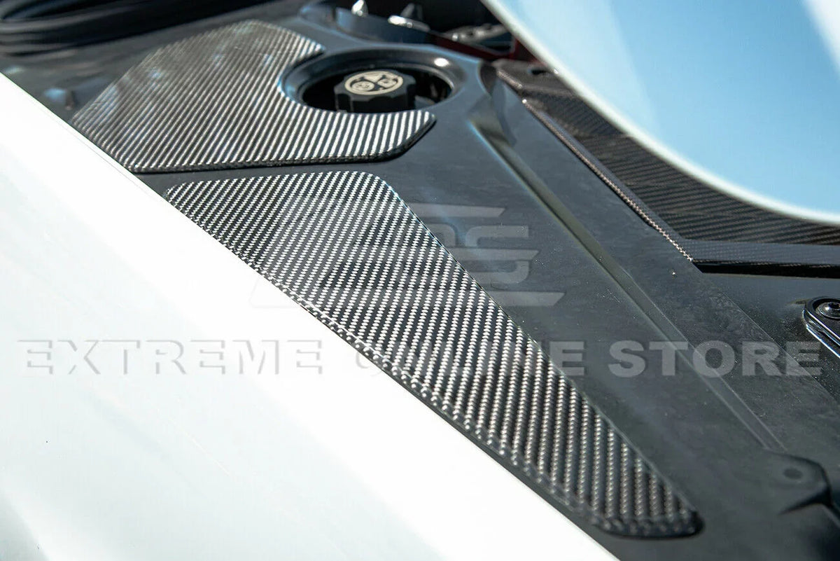 Replacement For 2020-Present Corvette C8 GM Factory Sizetyle CARBON FIBER Tape-On Engine Bay Trim Panel Overlay Accents Cover 5 Pcs