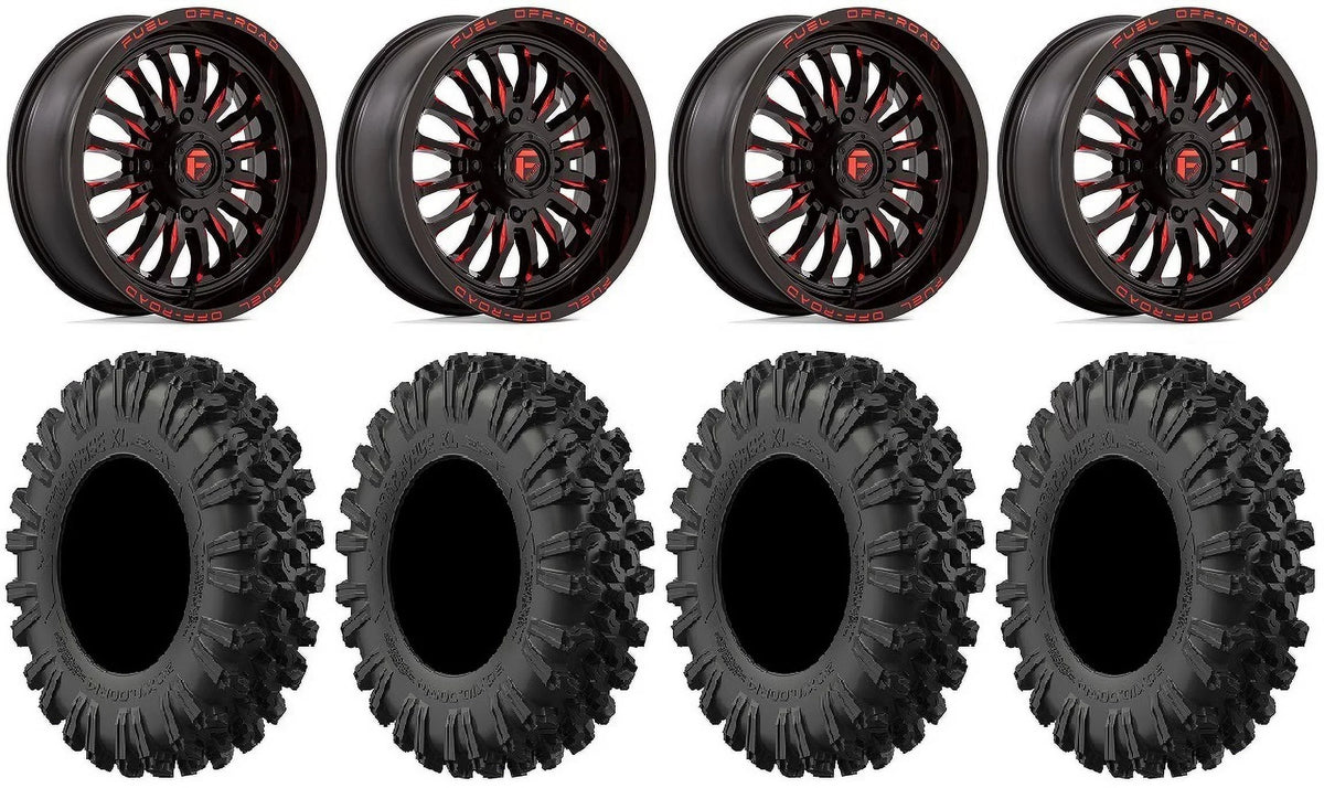 Fuel ARC 18" Wheels Red 40" MotoRavage XL Tires Kawasaki Teryx Mule