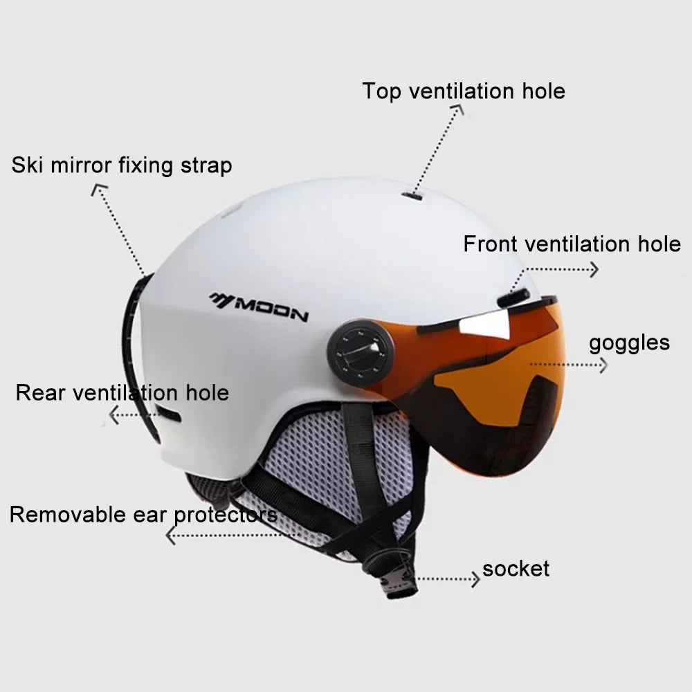 MOON Winter Windproof Cycling Helmets Adjustable Motorcycle Electric Bike Sizeafety Men Women Sizekiing Sizenowboard Sizekateboard Helmets