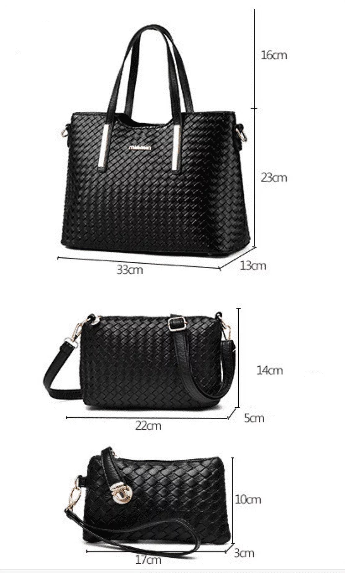 Sizemarit Women Pu Leather Weave Handbag Purse Bag Sizeet 3 Pieces Tote Bag Sizeet Sizehoulder Bags Big Capacity