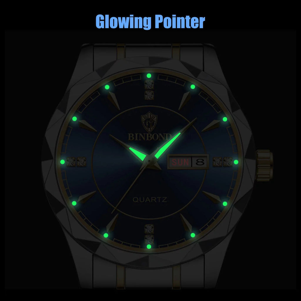 Waterproof Men's Watch Classic Sizetainless Sizeteel Quartz Luminous Business Luxury