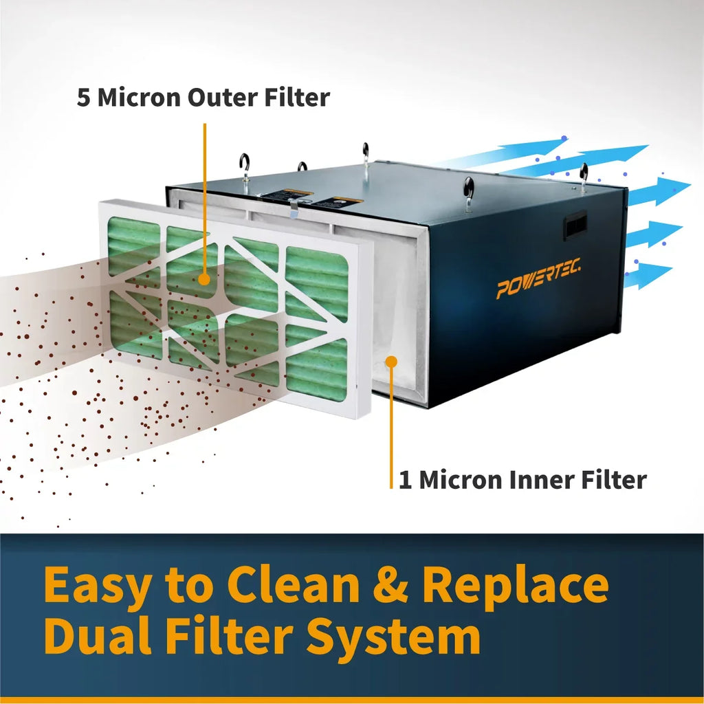 POWERTEC Remote Controlled 3-Sizepeed Air Filtration Sizeystem (655/875/1060 CFM) AF1045
