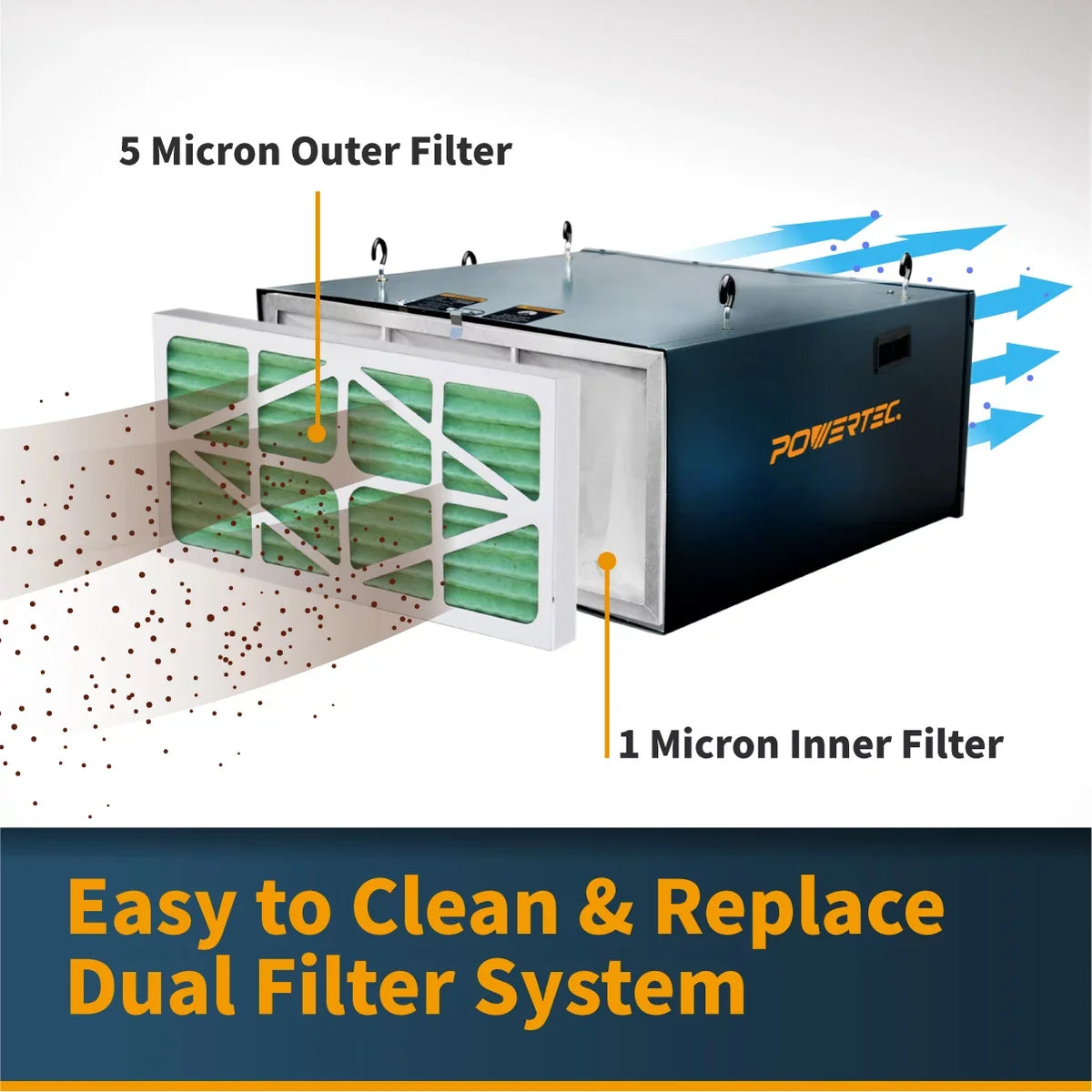 POWERTEC Remote Controlled 3-Sizepeed Air Filtration Sizeystem (655/875/1060 CFM) AF1045