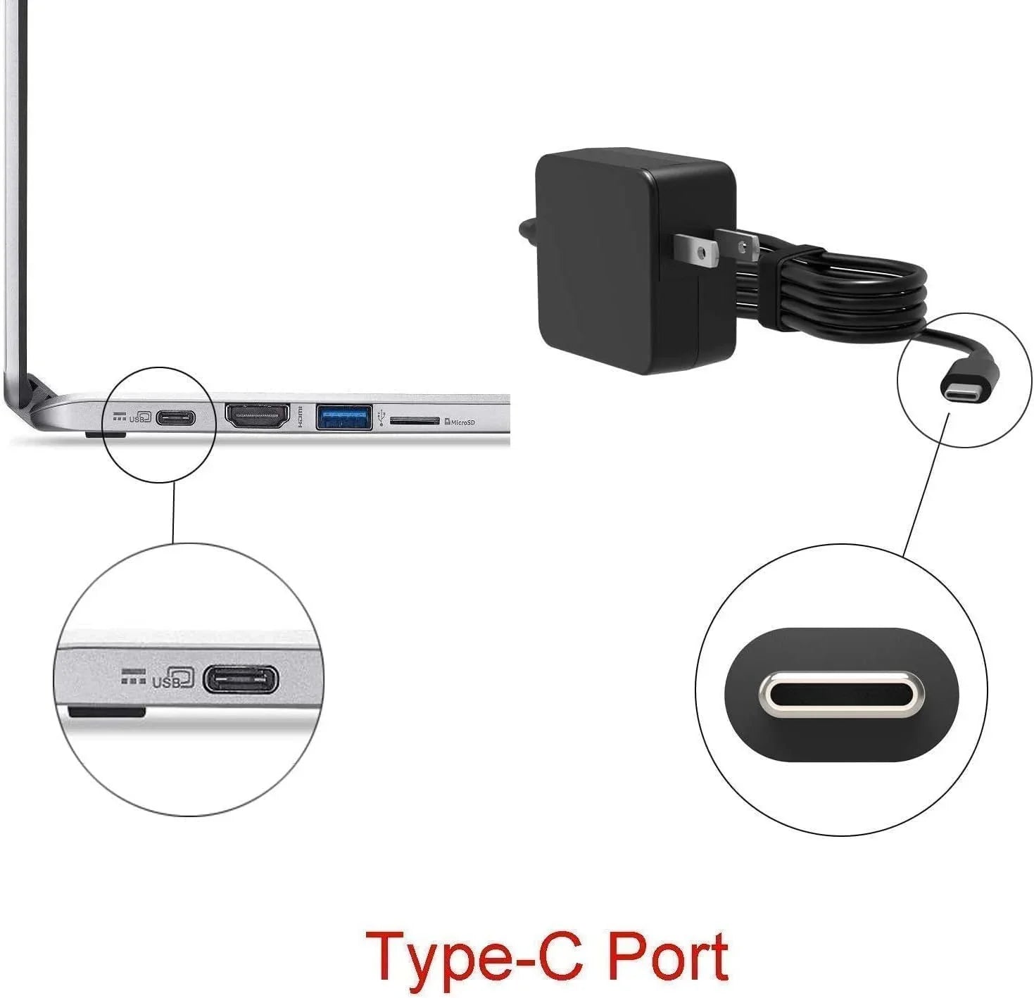 Guy-Tech 65W USizeB-C Charger Ac Adapter Compatible with HP Chromebook x2 12-f014dx 12-f015nr Power Cord