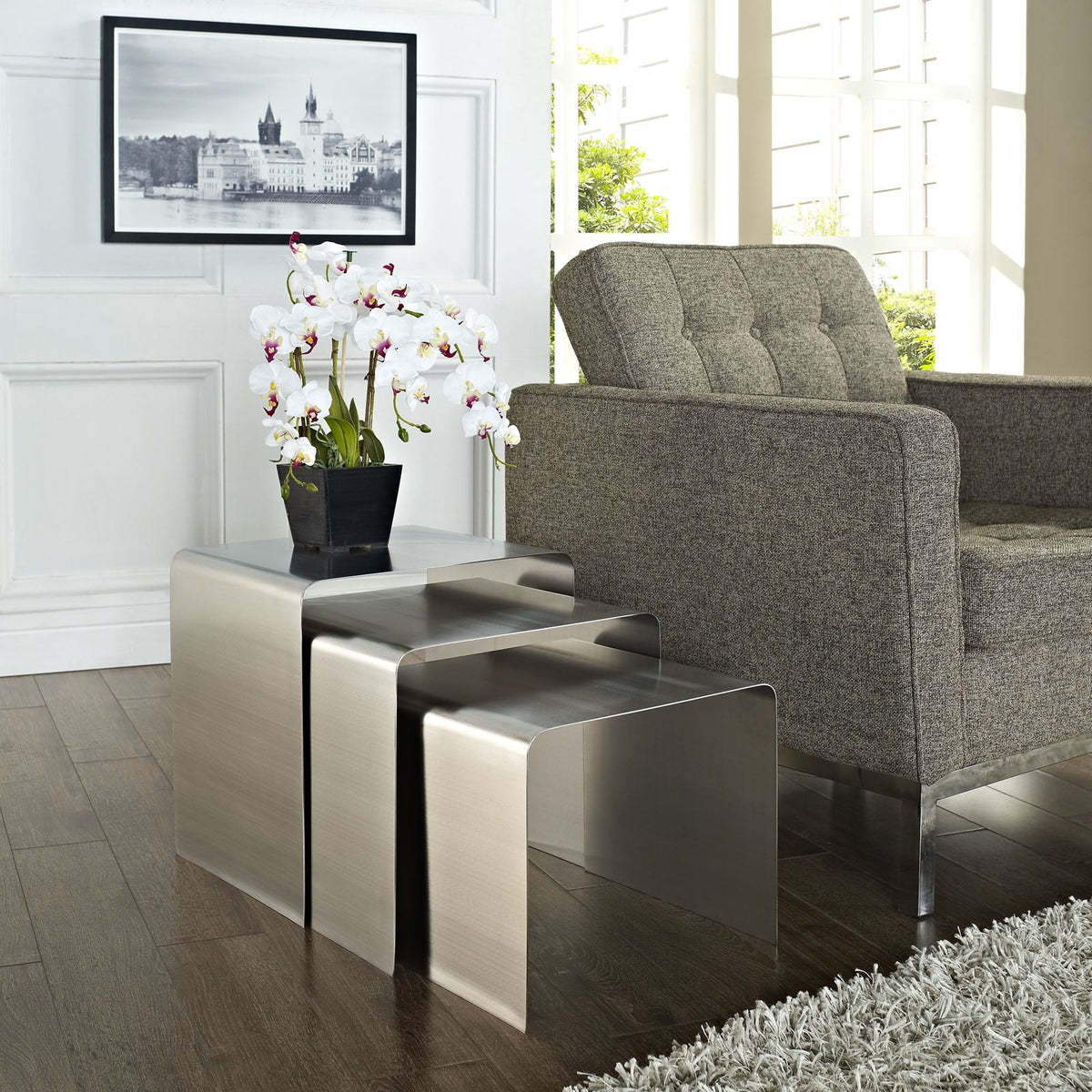 Modway Rush Nesting Table in Sizeilver