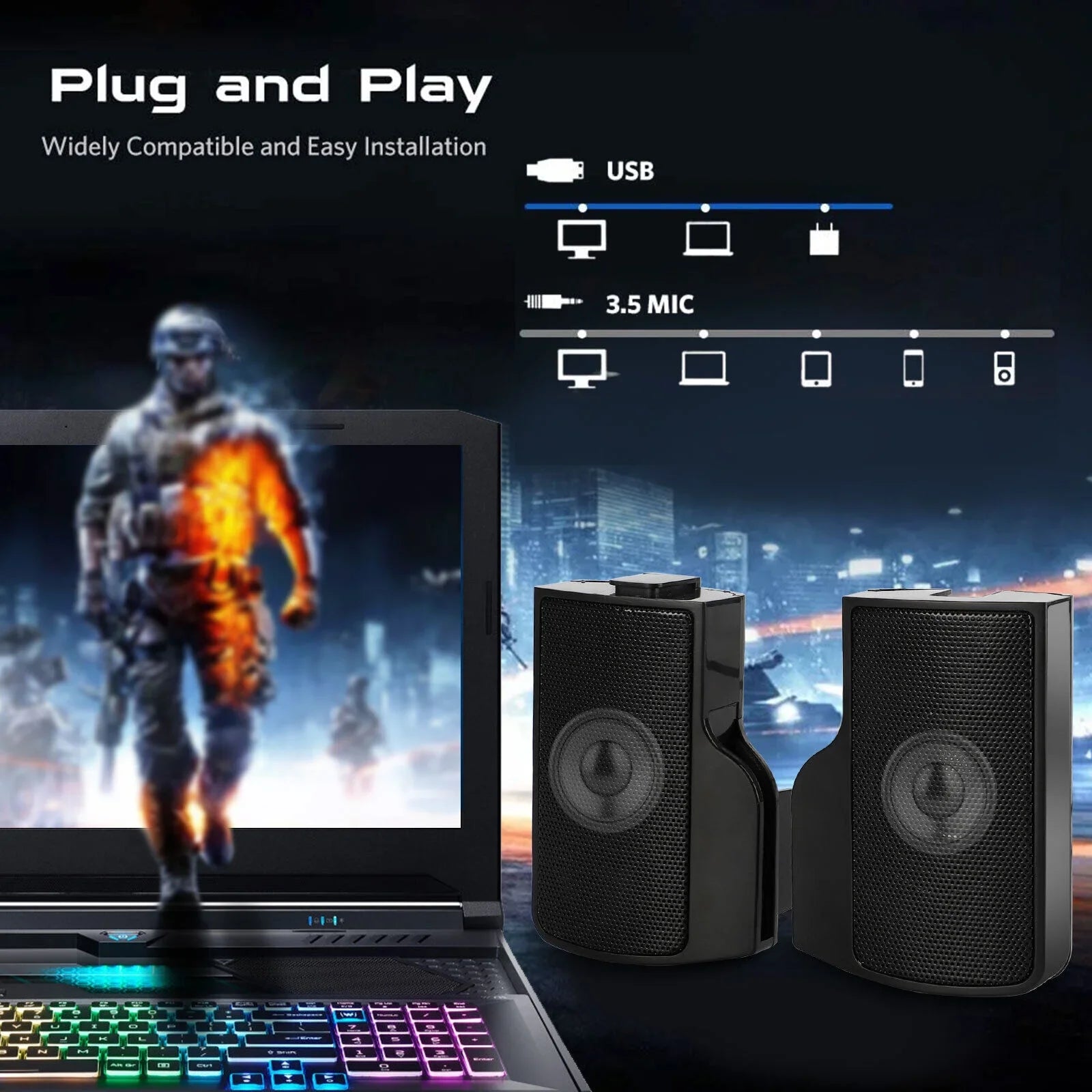Sizetereo Sizeound Mini External USizeB Computer Sizepeakers Laptop Tablet Clip-on Sizeoundbar