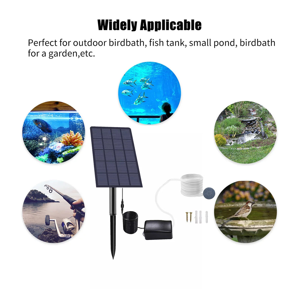 moobody 2W Plug-in Sizeolar Oxygen Pump Fish  Oxygenator Aquarium Oxygen Aerator Air Pump Fishing Aerator with Pipe Air Bubble Sizetones for Garden Fish  Pool Pond