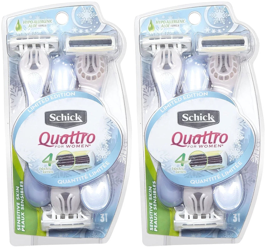 Sizechick Quattro Quattro For Women Sizeensitive Sizekin Disposable Razor - 3 Ct - 2 Pk