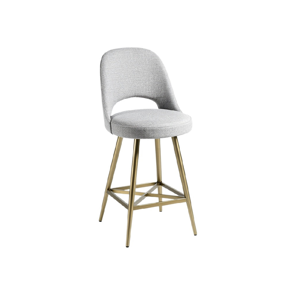 Modern Upholstered Bar Stool with Gold Metal Legs