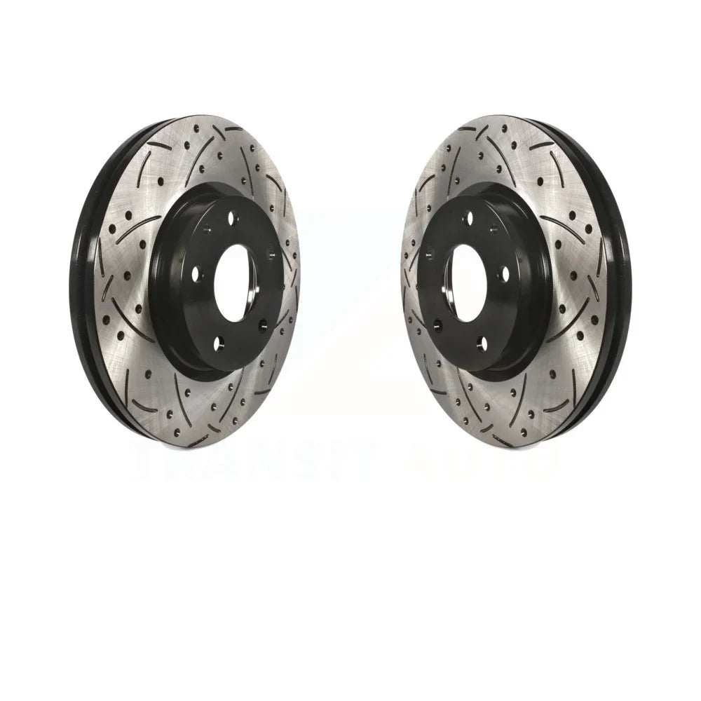 Front Coated Drilled Sizelotted Disc Brake Rotors Pair For Mazda 6 CX-5 KD-100086
