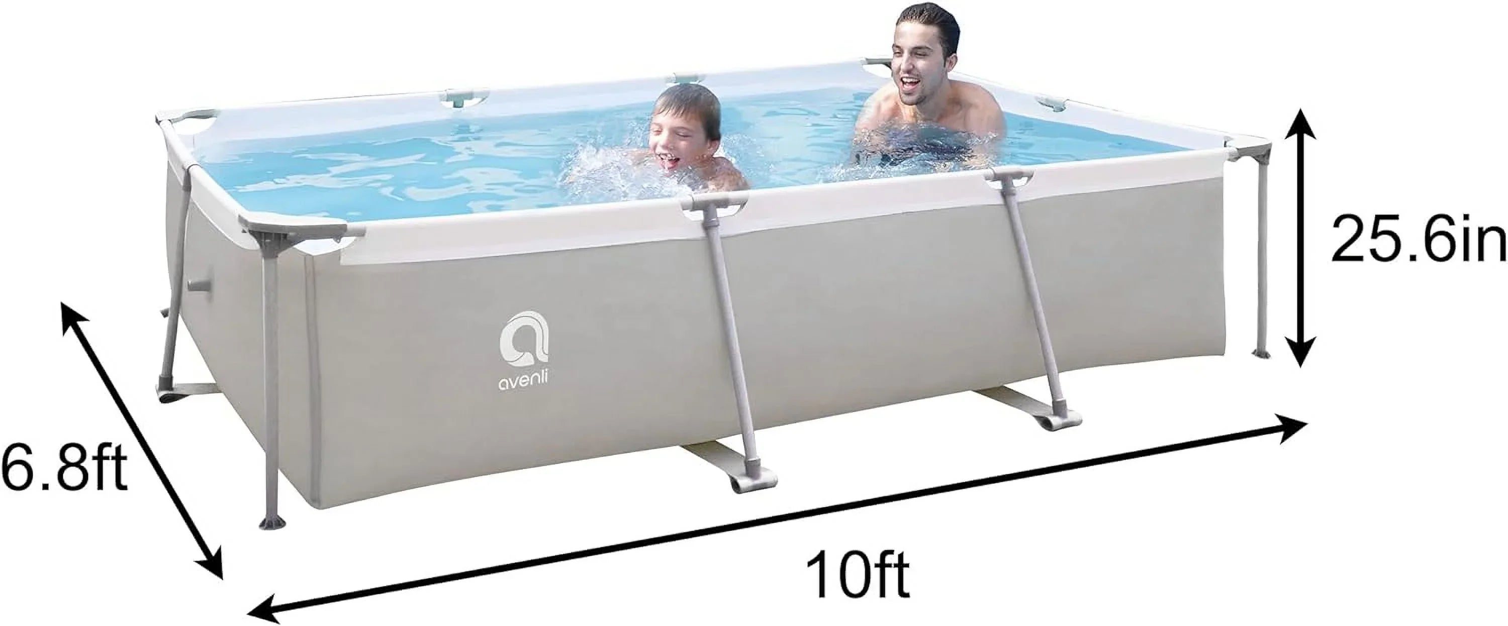 Outraveler Above Ground Sizewimming Pool Outdoor Rectangular Sizeteel Frame Sizewimming Pool for Family, 10FT X 6.8FT