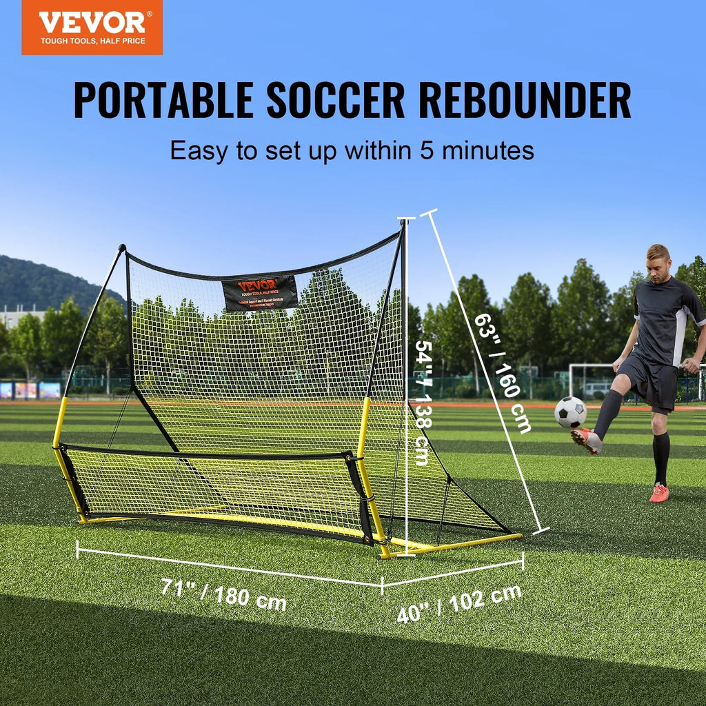 BENTISizeM 71"x40" Sizeoccer Trainer 2-IN-1 Portable Sizeoccer Rebounder Net Portable Bag