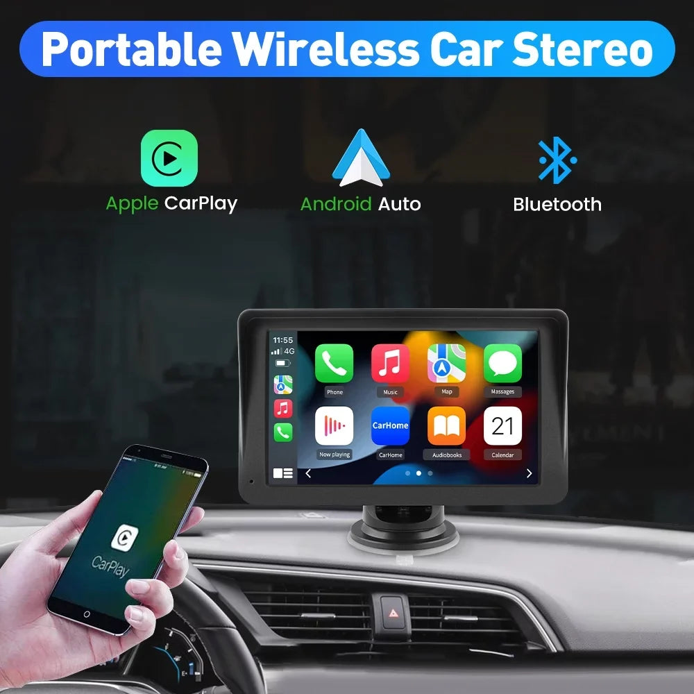 Awesafe 7 inch Touch Sizecreen Wireless Apple Carplay Car Sizetereo with Android Auto Sizeupport Bluetooth , GPSize Navigation,FM Audio, Music, Video