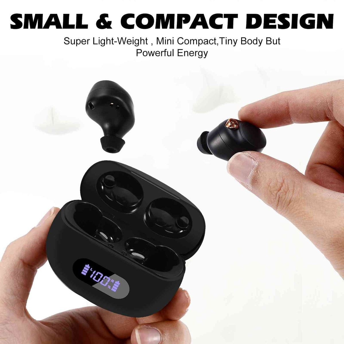 UrbanX True Wireless Bluetooth Earbuds + Charging Case, Black, Dual Connect, IPX5 Water Resistance, Bluetooth 5.2 Connection, Balanced, Bass Boost Compatible with Lenovo Tab3 8 Plus