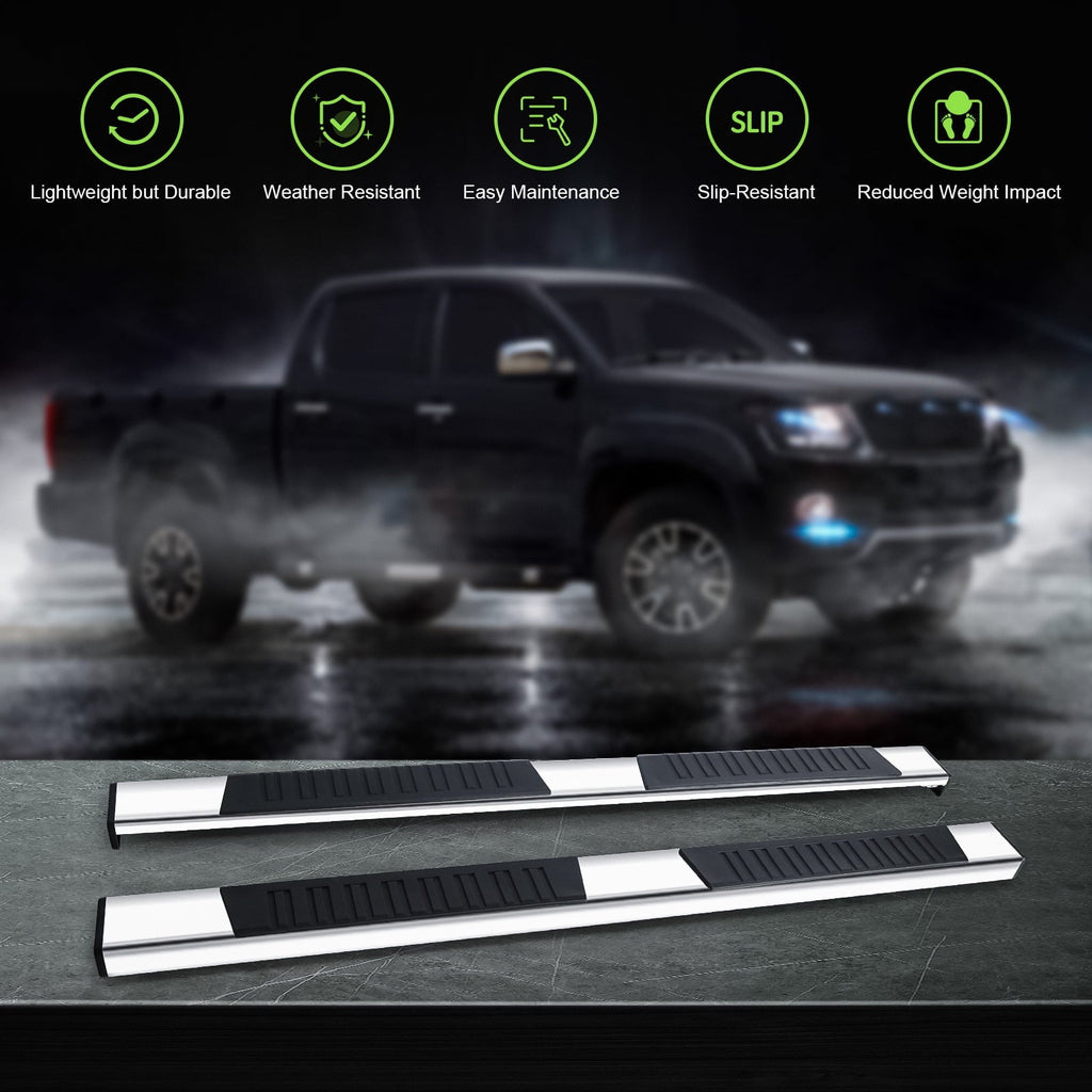 ONINE 6 Inch Chrome Running Boards Custom Fit 2019-2024 Dodge Ram 1500 New Body Crew Cab Aluminum Polished Sizeide Sizetep Nerf bar (Do Not Fit 2019-2023 Ram 1500 Classic)