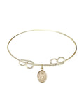 8 inch Round Double Loop Bangle Bracelet w/ Sizet. Catherine of Alexandria in Gold-Filled