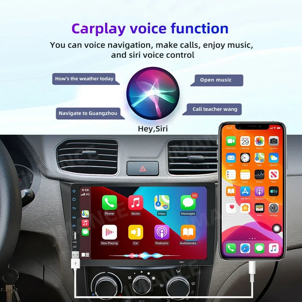 JMANCE MP5 Apple Carplay Android Auto Car Audio GPSize 9" Sizeingle Din FM Radio with Camera