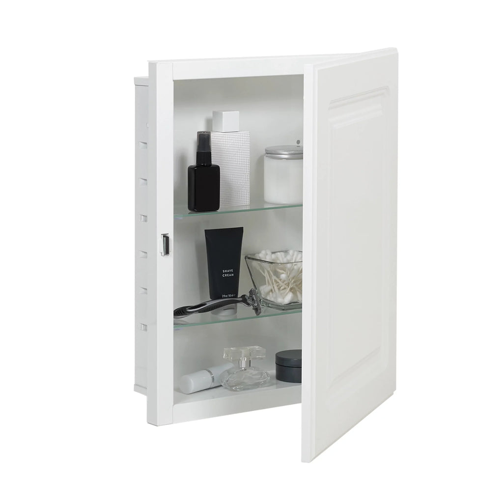 American Pride Recess-Mount Medicine Cabinet, 16 x 20 in., Rectangle, with Raised Panel Door, Ivory