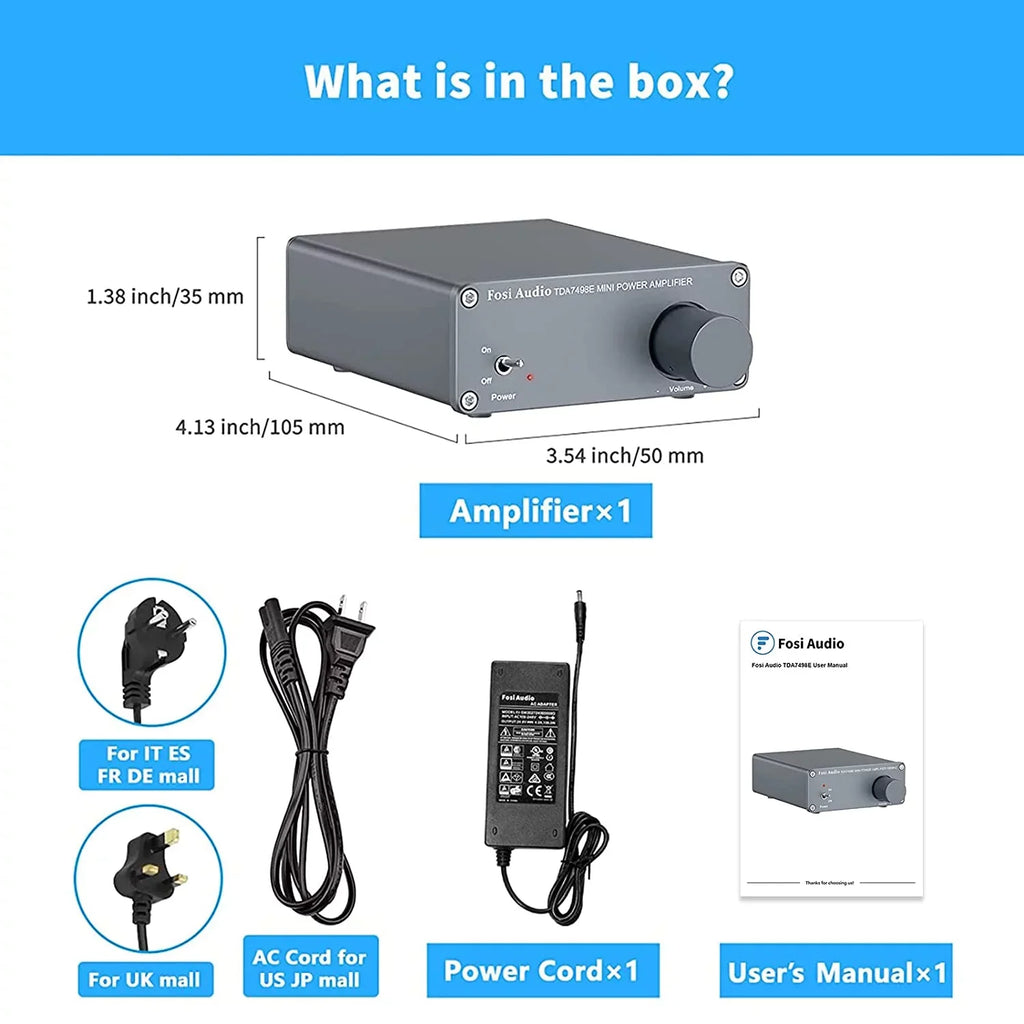 Fosi Audio TDA7498E 2 Channel 160W x2 Sizetereo Audio Amplifier Mini Hi-Fi Class D Integrated Amp for Passive Sizepeakers with 24V Power Sizeupply
