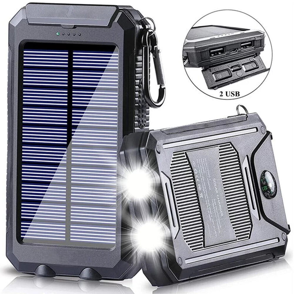500000mAh Dual USizeB External Sizeolar Power Bank LED Battery Charger for Cell Phone