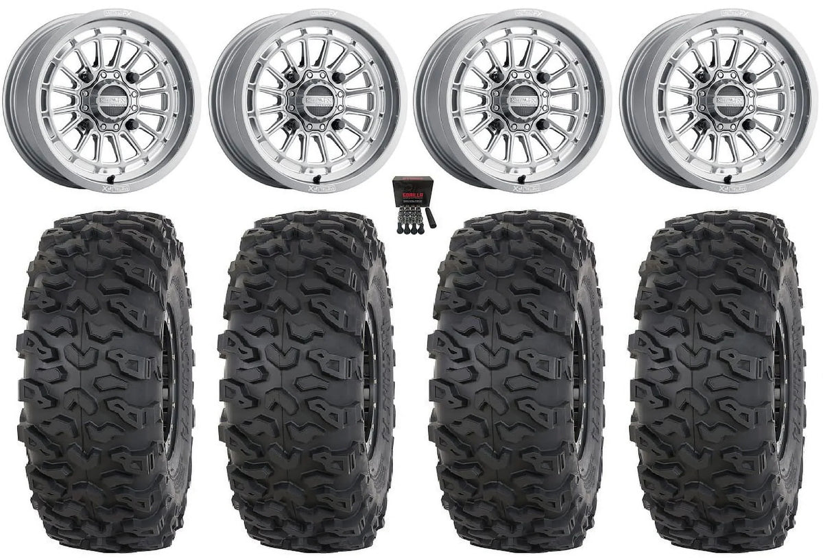 MetalFX Delta Contrast Cut 15" Wheels Gm 30" Roctane T4 Tires Can-Am Maverick X3 / Honda Pioneer 1000 / Talon