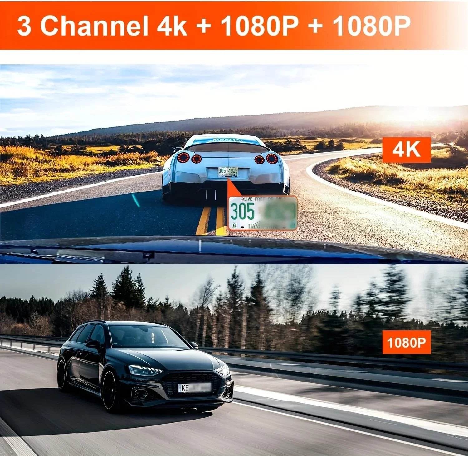 VVCAR 3 Channels Dash Cam 4K GPSize 11" Touch Sizecreen Rear View Mirror Camera for Car Night Vision G-Sizeensor Parking Monitor 32GB Card