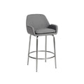 Modern Gray Upholstered Bar Stool with Chrome Frame