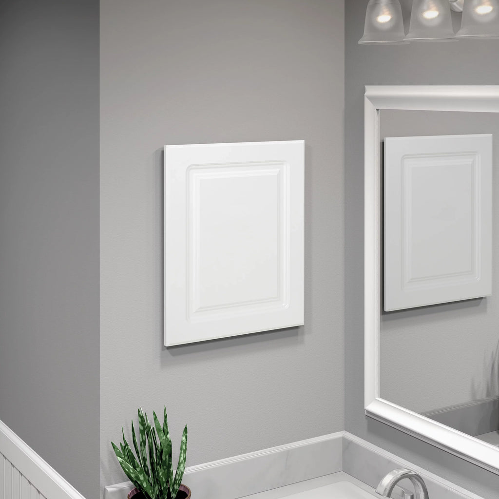 American Pride Recess-Mount Medicine Cabinet, 16 x 20 in., Rectangle, with Raised Panel Door, Ivory