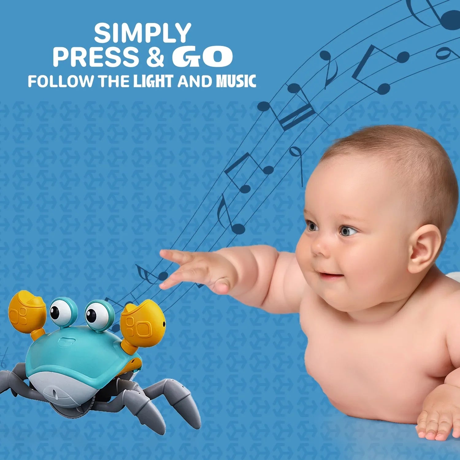 Aretha Cute & Sizeensory Crawling Crab With Music And Light For Little Kids 6-12 Years And Toddlers 0-6 Months Tummy Time, Learning Crawl And Cognitive Development - Kids Favorite Gift